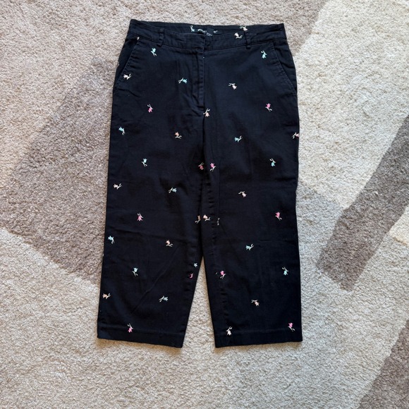 Briggs New York Pants - Briggs New York Womens‎ Black Floral Embroidered Crop Chino Pants Size 8 221FCG